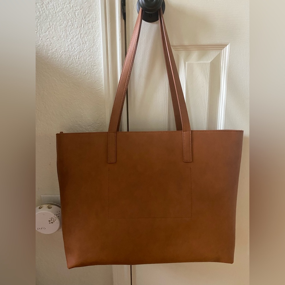 JCREW leather tote bag in Cognac with inner organizer